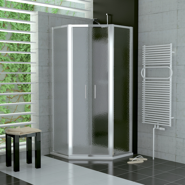 Sprchový kout pětiúhelník s dvoukřídlými dveřmi 100 cm
